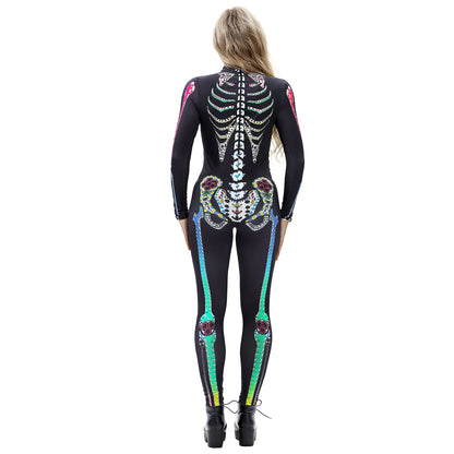 Sexy Skeleton Print Jumpsuits Costume for Halloween