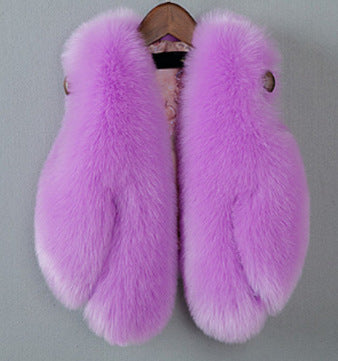 Warm Artifical Fox Fur Sleeveless Vest for Kids