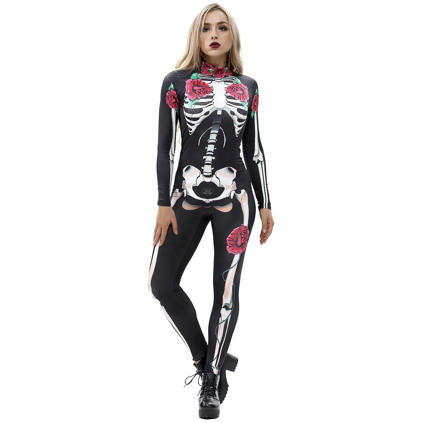 Sexy Skeleton Print Jumpsuits Costume for Halloween
