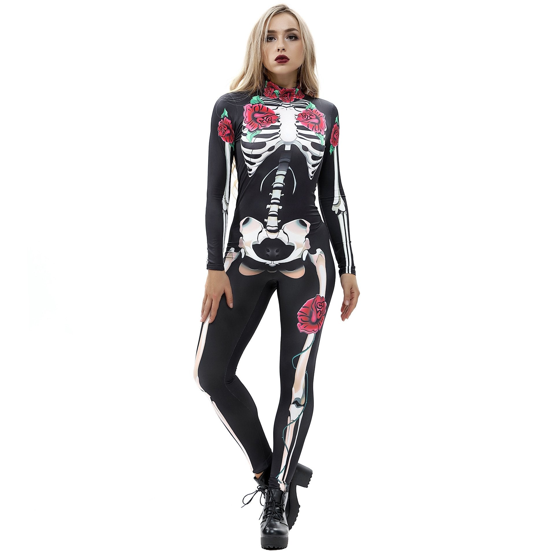 Sexy Skeleton Print Jumpsuits Costume for Halloween