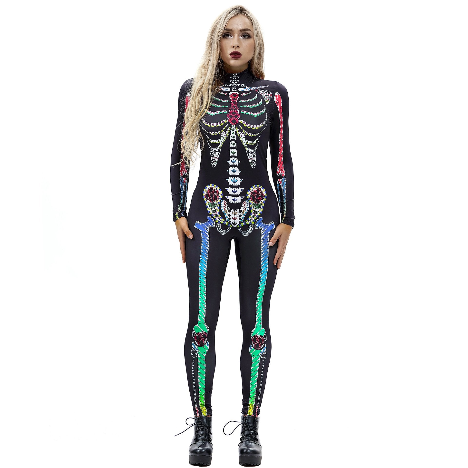 Sexy Skeleton Print Jumpsuits Costume for Halloween
