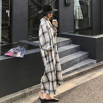 Women Loose Plus Sizes Long Shirt Dresses-STYLEGOING