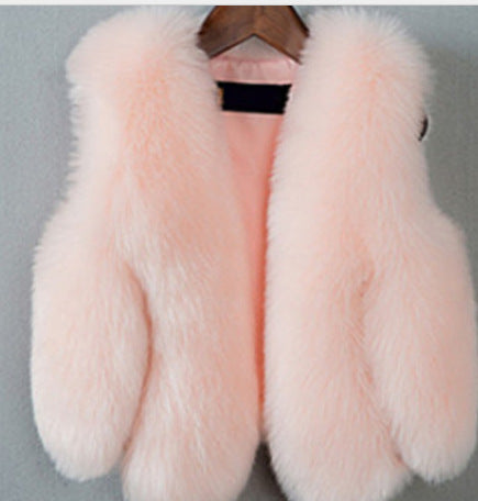Warm Artifical Fox Fur Sleeveless Vest for Kids