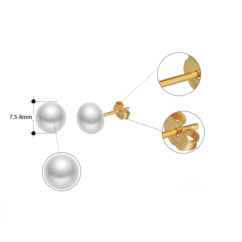 Fresh Water Pearl Sterling Silver Studs for Women