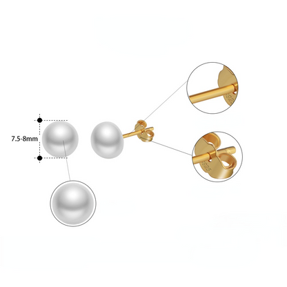Fresh Water Pearl Sterling Silver Studs for Women