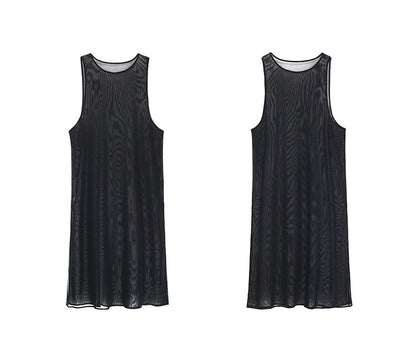 Black See Through Summer Sleeveless Vest Dresses