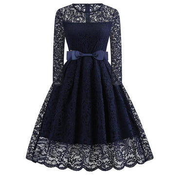 Vintage Lace Long Sleeves Lace Dresses-STYLEGOING