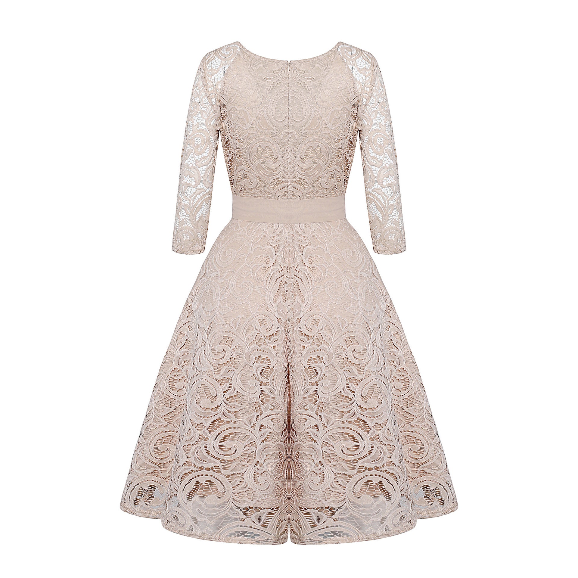 Vintage Round Neck Elegant Lace Dresses