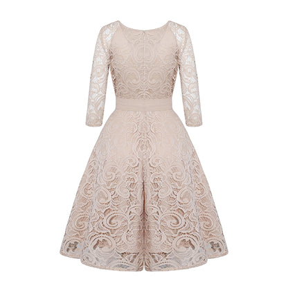 Vintage Round Neck Elegant Lace Dresses