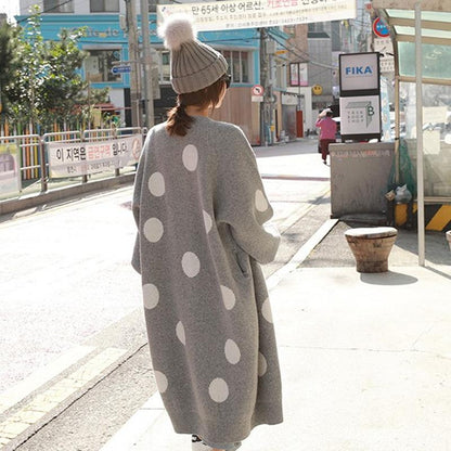 Fashion Dot Long Cardign Overcoat-STYLEGOING