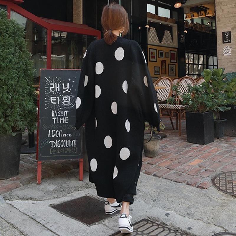 Fashion Dot Long Cardign Overcoat-STYLEGOING