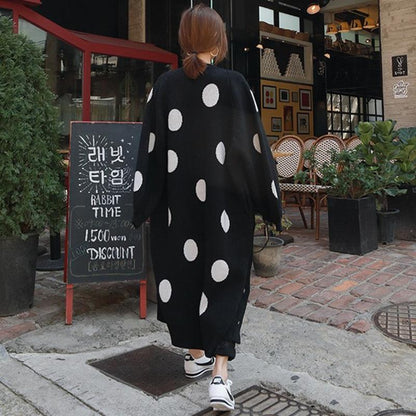 Fashion Dot Long Cardign Overcoat-STYLEGOING