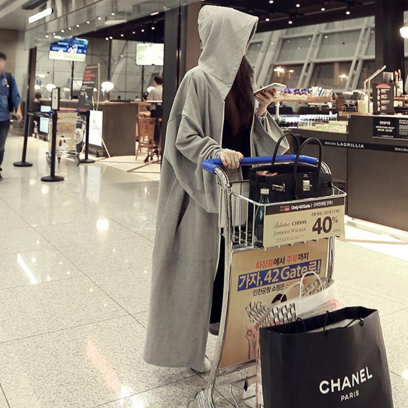 Women Loose Leisure Long Cardigan Gray Overcoats-STYLEGOING