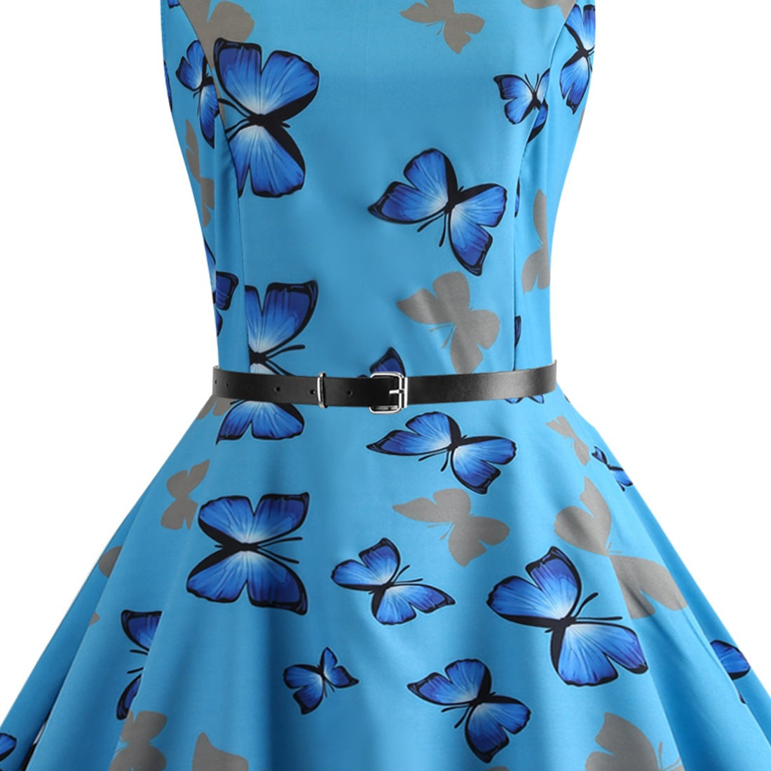 Vintage Sleeveless Butterfly Print Short Dresses