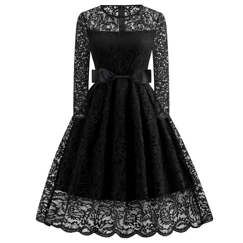 Vintage Lace Long Sleeves Lace Dresses-STYLEGOING