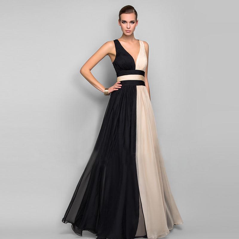 Elegant V Neck Jointing Party Dresses-STYLEGOING