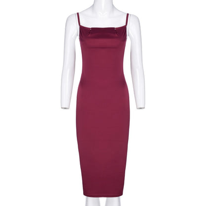 Sexy Slim Waist Party Suspender Strap Long Dresses