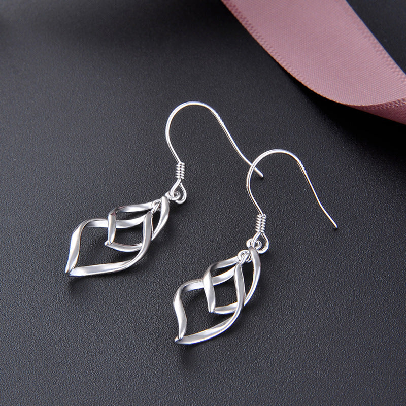 Fashion Sterling Silver Rhombus Drop Earrings