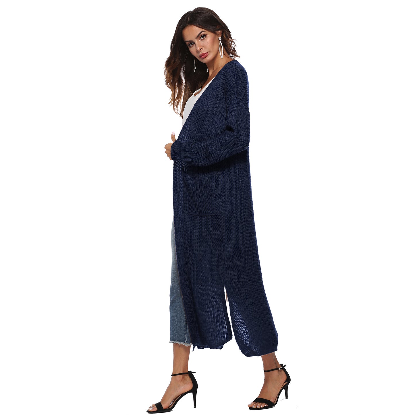 Casual Women Knitting Cardigan Overcoat with Pocket