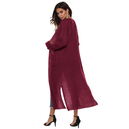 Casual Women Knitting Cardigan Overcoat with Pocket