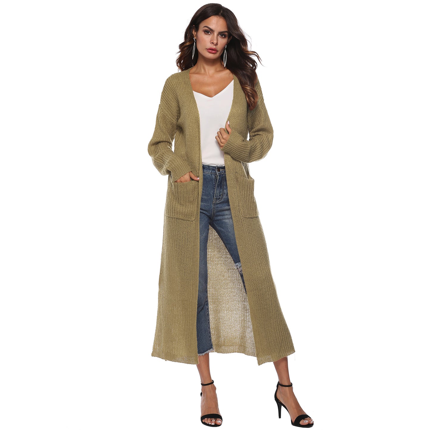 Casual Women Knitting Cardigan Overcoat with Pocket
