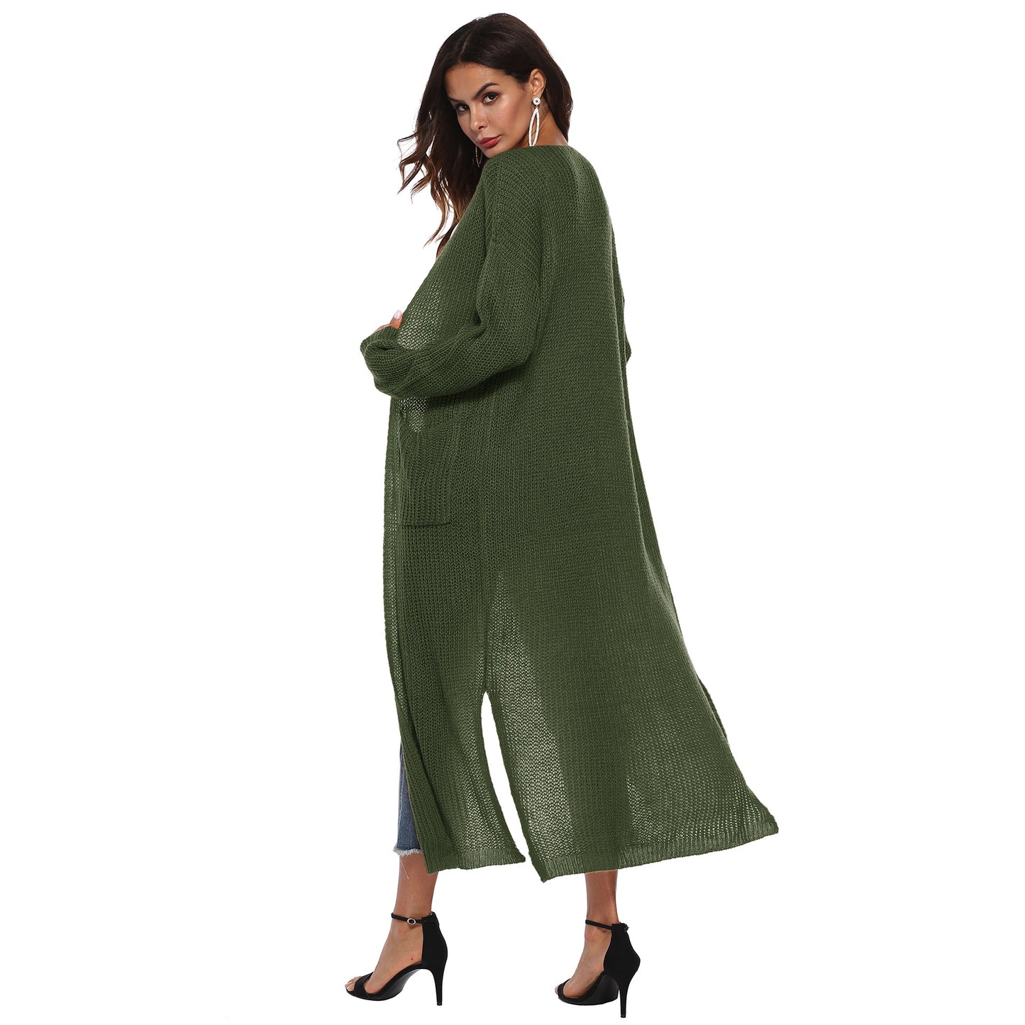 Casual Women Knitting Cardigan Overcoat with Pocket