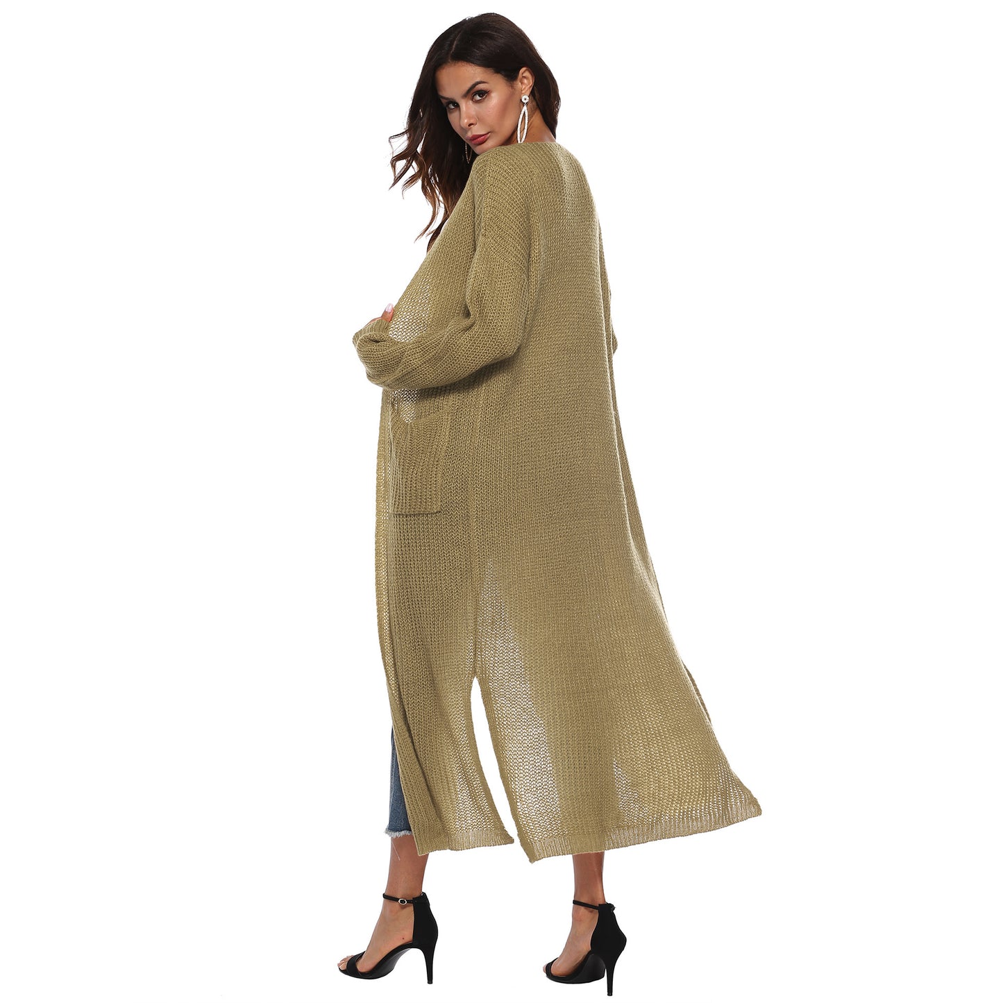 Casual Women Knitting Cardigan Overcoat with Pocket