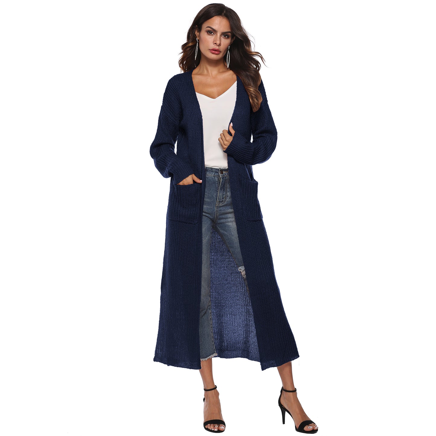 Casual Women Knitting Cardigan Overcoat with Pocket