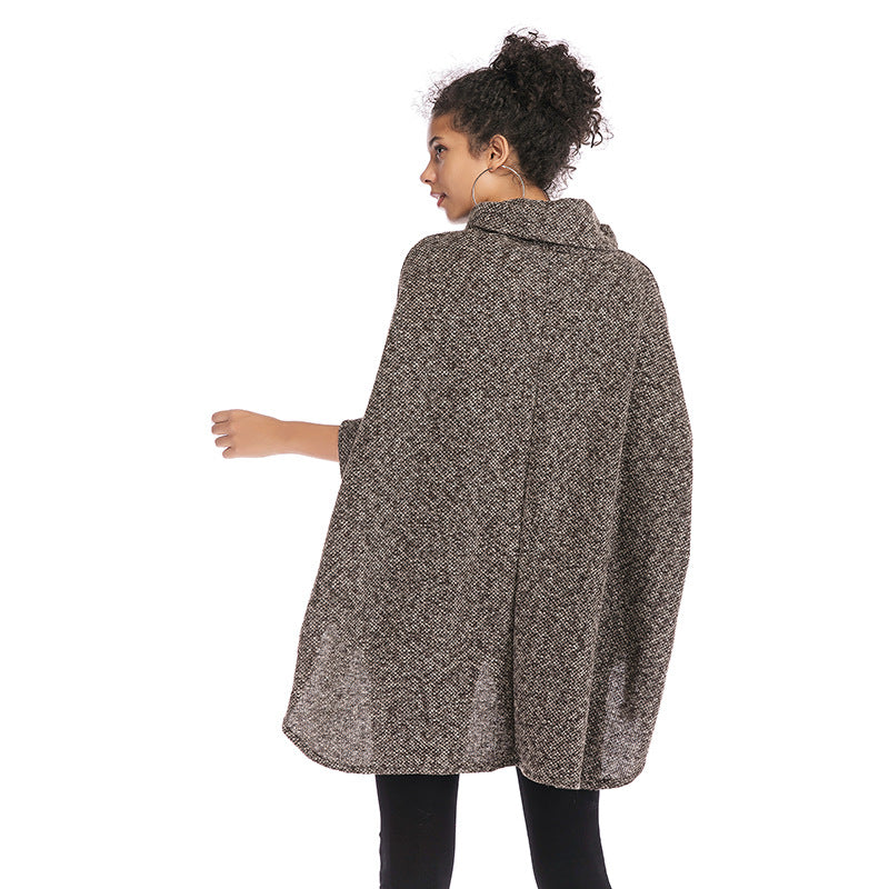 High Neck Irregular Knitting Capes for Women