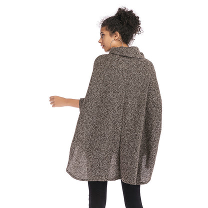 High Neck Irregular Knitting Capes for Women