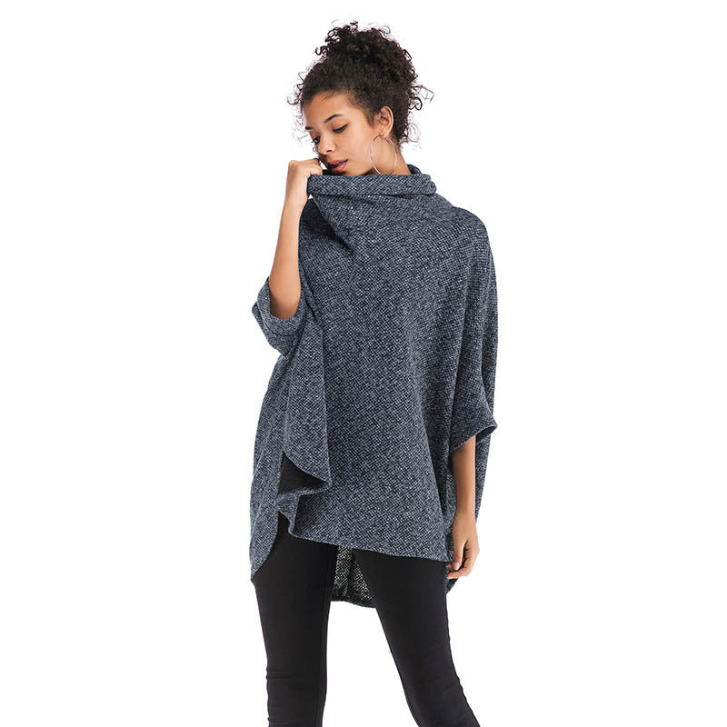 High Neck Irregular Knitting Capes for Women