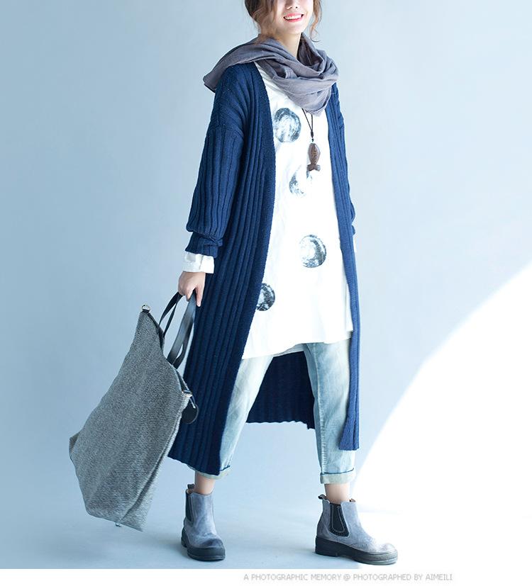 Women Knitting Fall Long Cardigan Sweaters-STYLEGOING