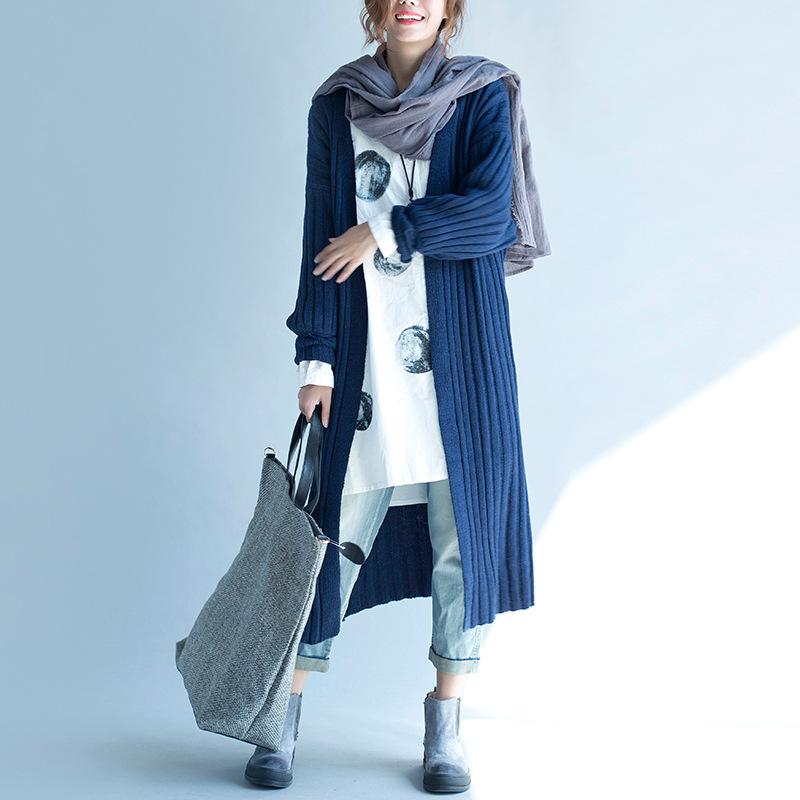 Women Knitting Fall Long Cardigan Sweaters-STYLEGOING
