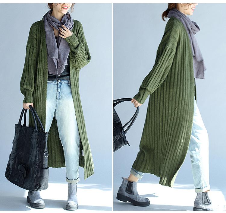 Women Knitting Fall Long Cardigan Sweaters-STYLEGOING