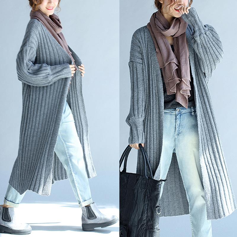 Women Knitting Fall Long Cardigan Sweaters-STYLEGOING