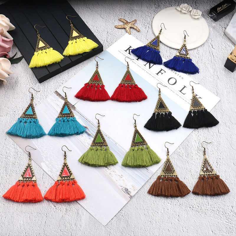 Ethnic Fashion Tassels Drop Earrings for Women