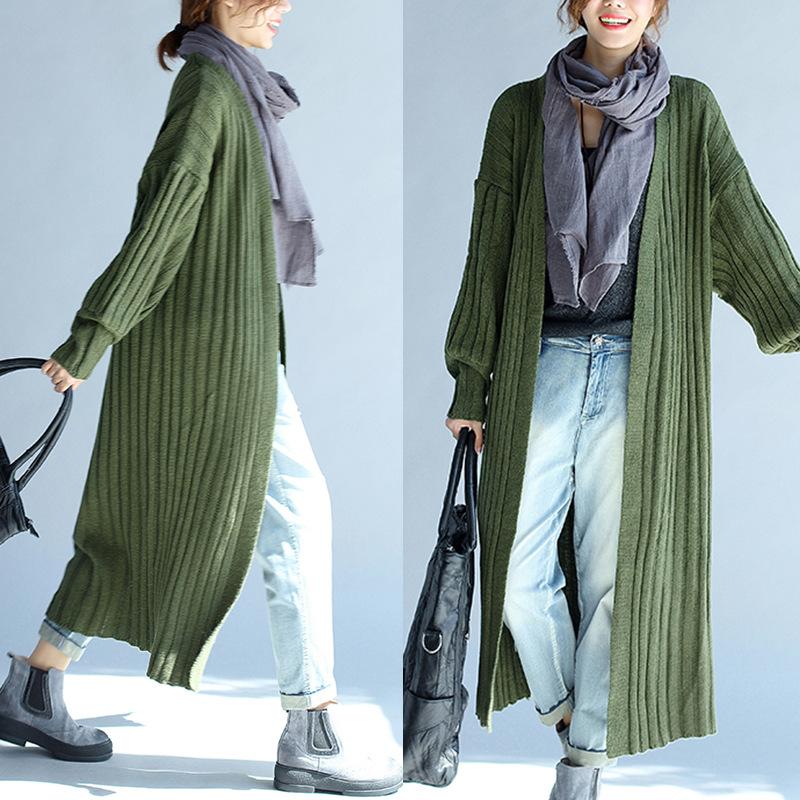 Women Knitting Fall Long Cardigan Sweaters-STYLEGOING