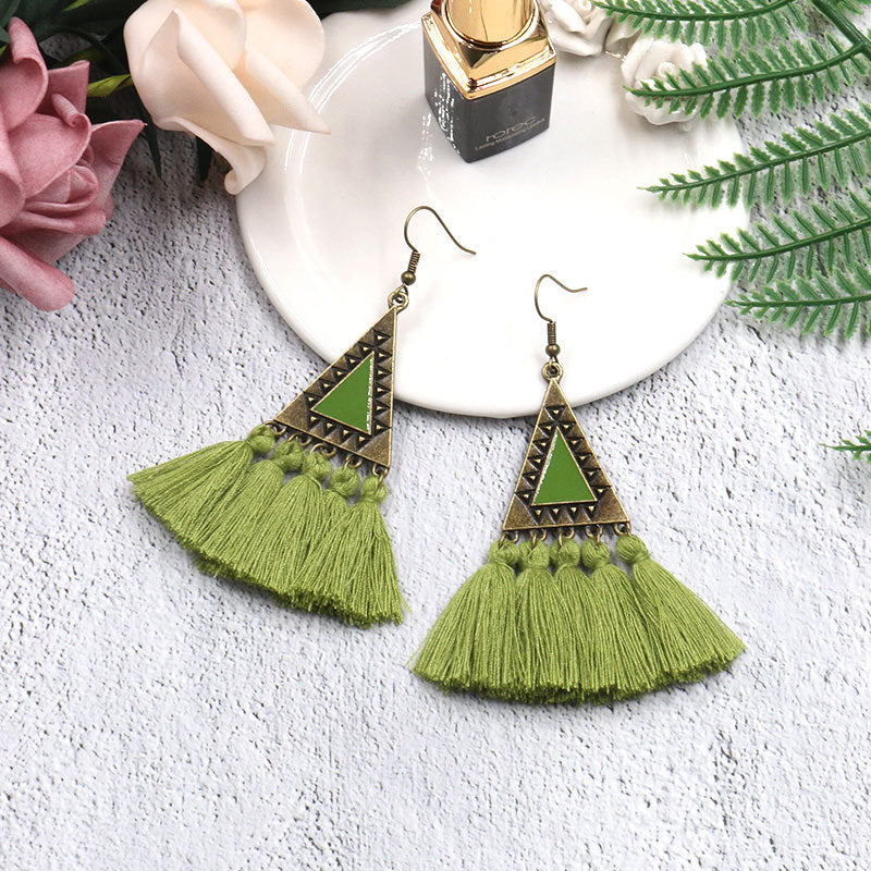 Ethnic Fashion Tassels Drop Earrings for Women