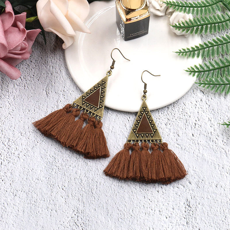 Ethnic Fashion Tassels Drop Earrings for Women