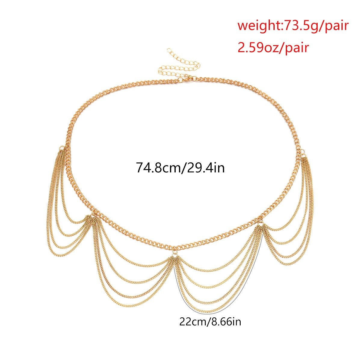 Golden Waving Tassels Women Waist Chains