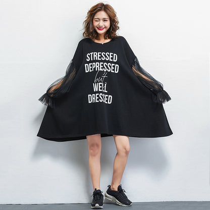 Casual Letter Design Summer Plus Sizes Short Dresses