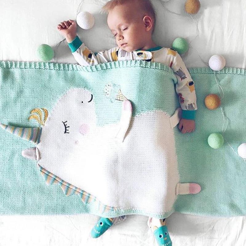 Unicorn Flamingo Print Knitting Kids/Infant Blankets--Free Shipping at meselling99
