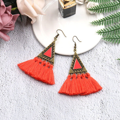 Ethnic Fashion Tassels Drop Earrings for Women
