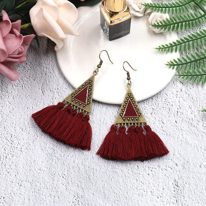 Ethnic Fashion Tassels Drop Earrings for Women