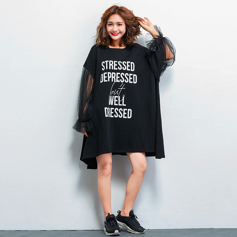 Casual Letter Design Summer Plus Sizes Short Dresses