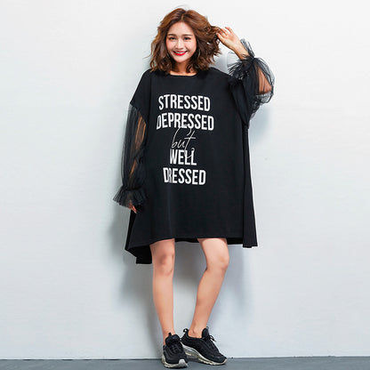 Casual Letter Design Summer Plus Sizes Short Dresses