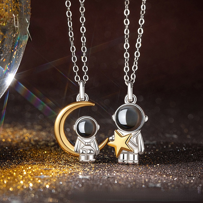 Astronaut Star&Moon Design Sterling Silver Necklaces