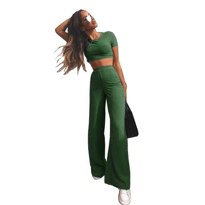 Leisure Elastic Two Pieces Women Outfits-STYLEGOING