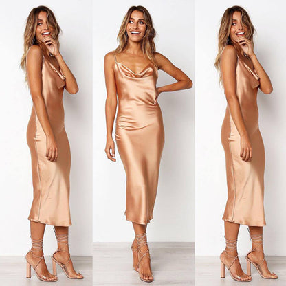 Sexy Satin Halter Home Wear Dresses