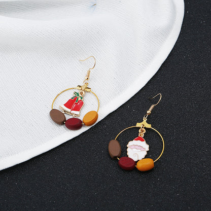 Christmas Santa Claus Bell Design Women Earrings